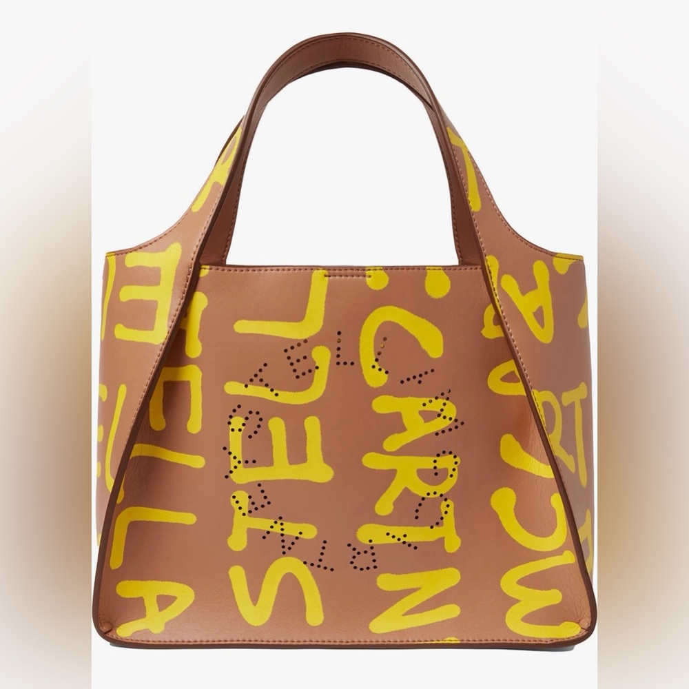 Stella McCartney Tan Tote with Yellow Graphics